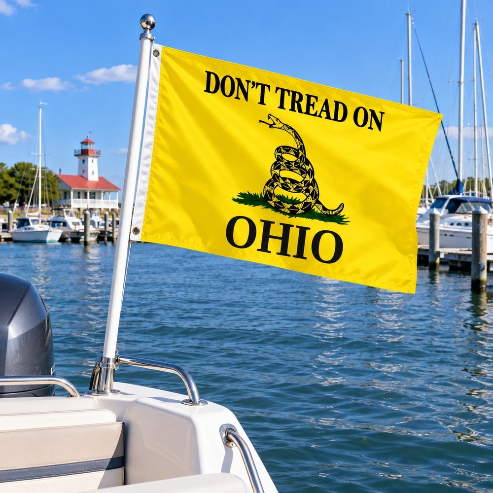 Don't Tread on Ohio Flag 3x5 displayed outdoors