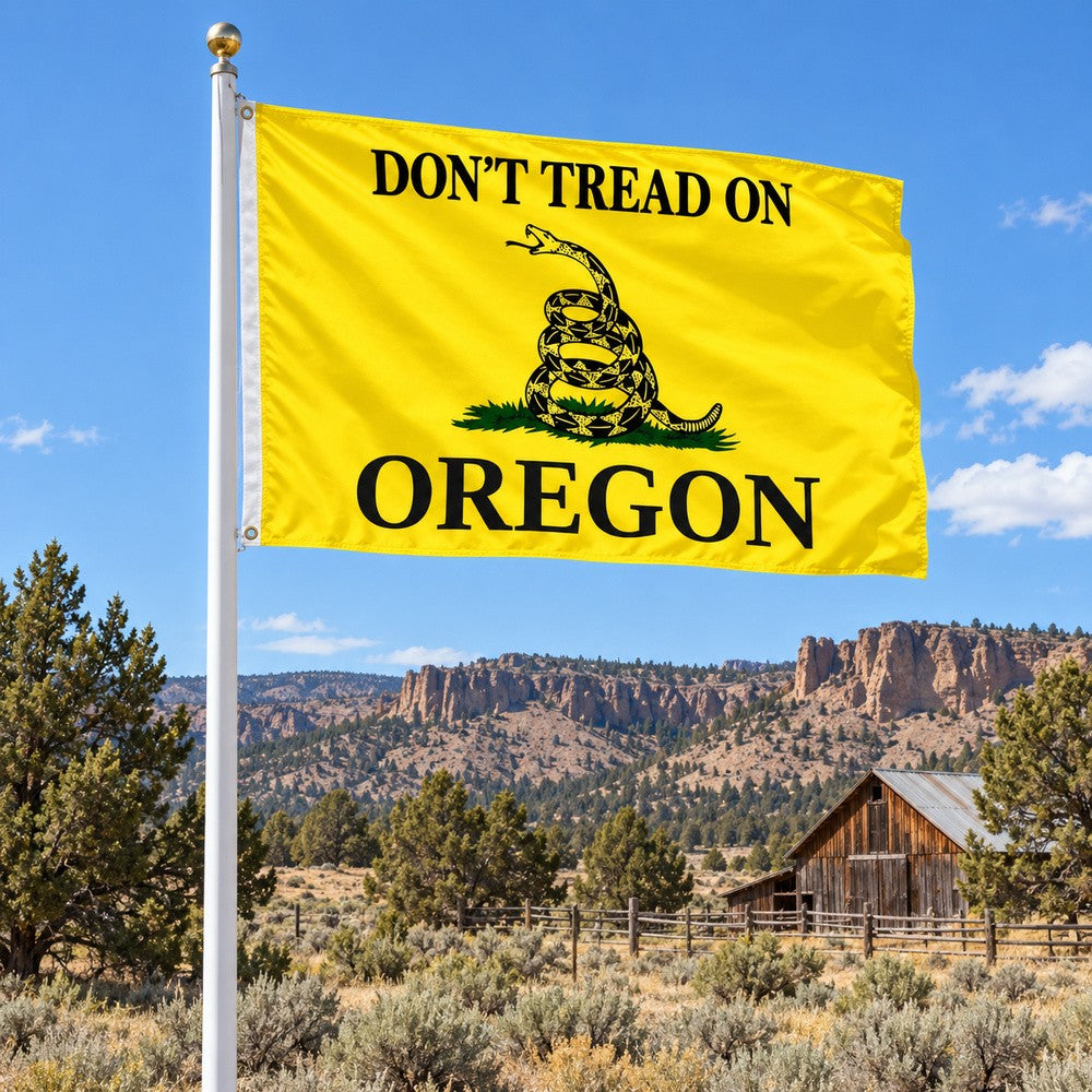 Don't Tread on Oregon Flag 3x5 displayed outdoors