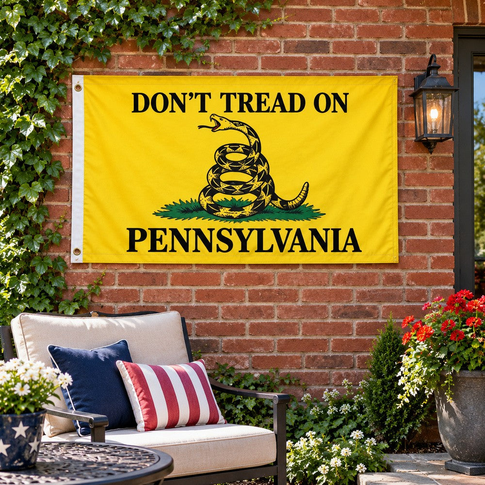 Don't Tread on Pennsylvania Flag 3x5 displayed outdoors