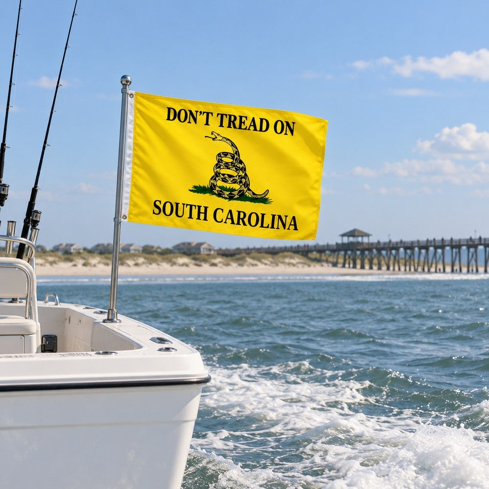 Don't Tread on South Carolina Flag 3x5 displayed outdoors