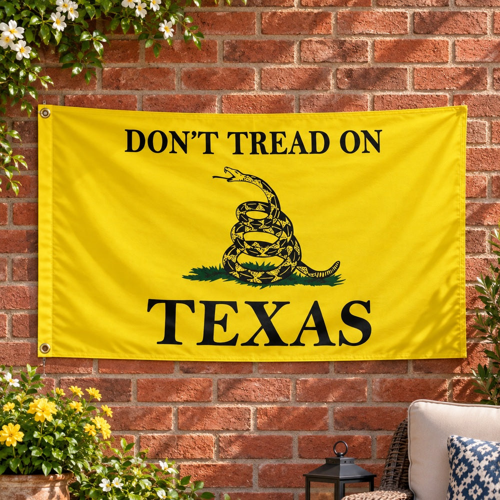 Don't Tread on Texas Flag 3x5 displayed outdoors
