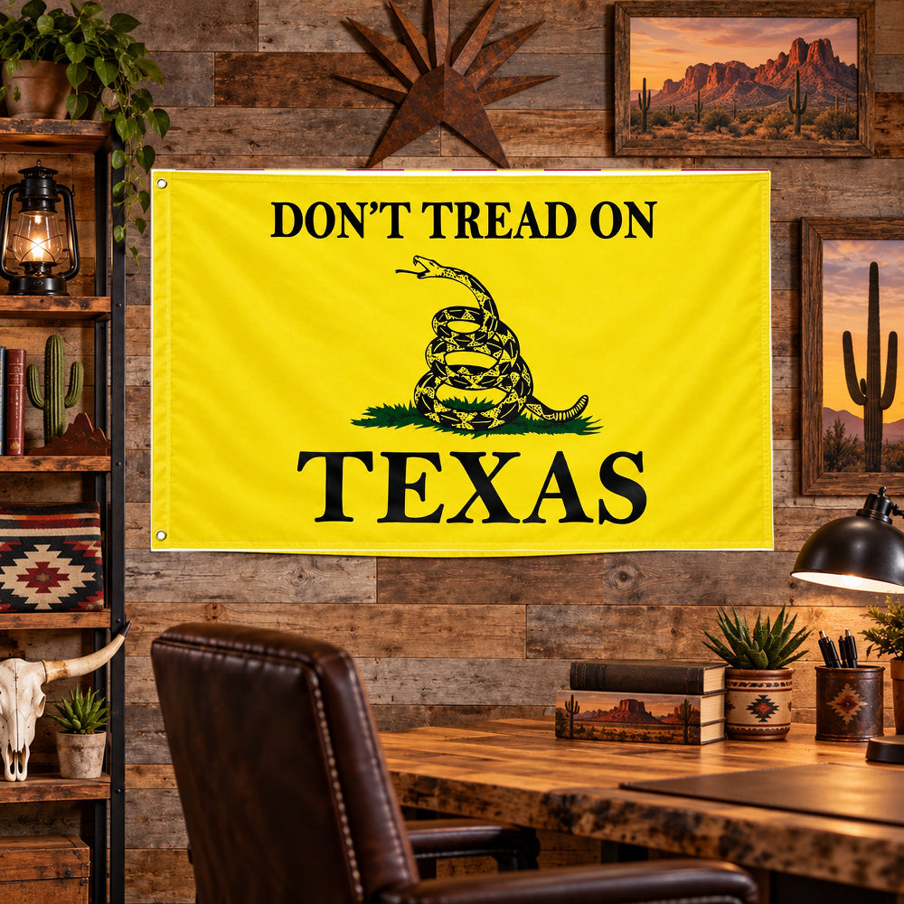 Don't Tread on Texas Flag 3x5 displayed outdoors