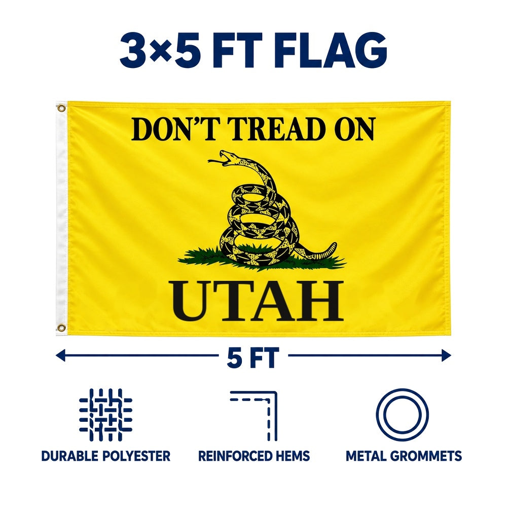 Don't Tread on Utah Flag 3x5 features and size details