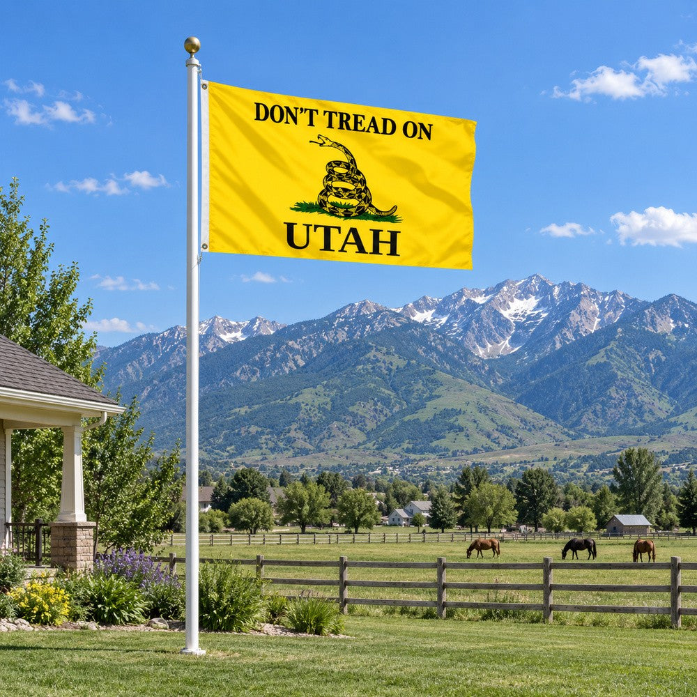 Don't Tread on Utah Flag 3x5 displayed outdoors