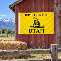 Don't Tread on Utah Flag 3x5 displayed outdoors