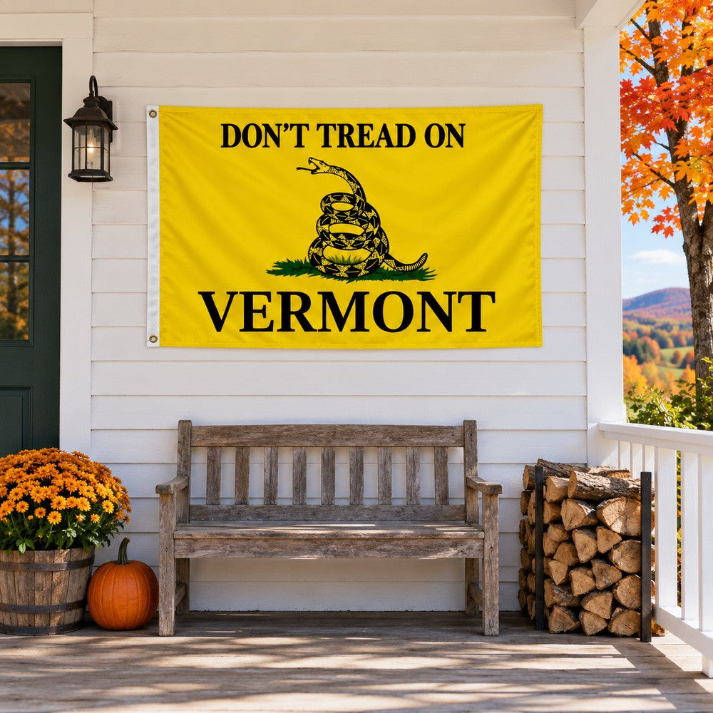 Don't Tread on Vermont Flag 3x5 displayed outdoors