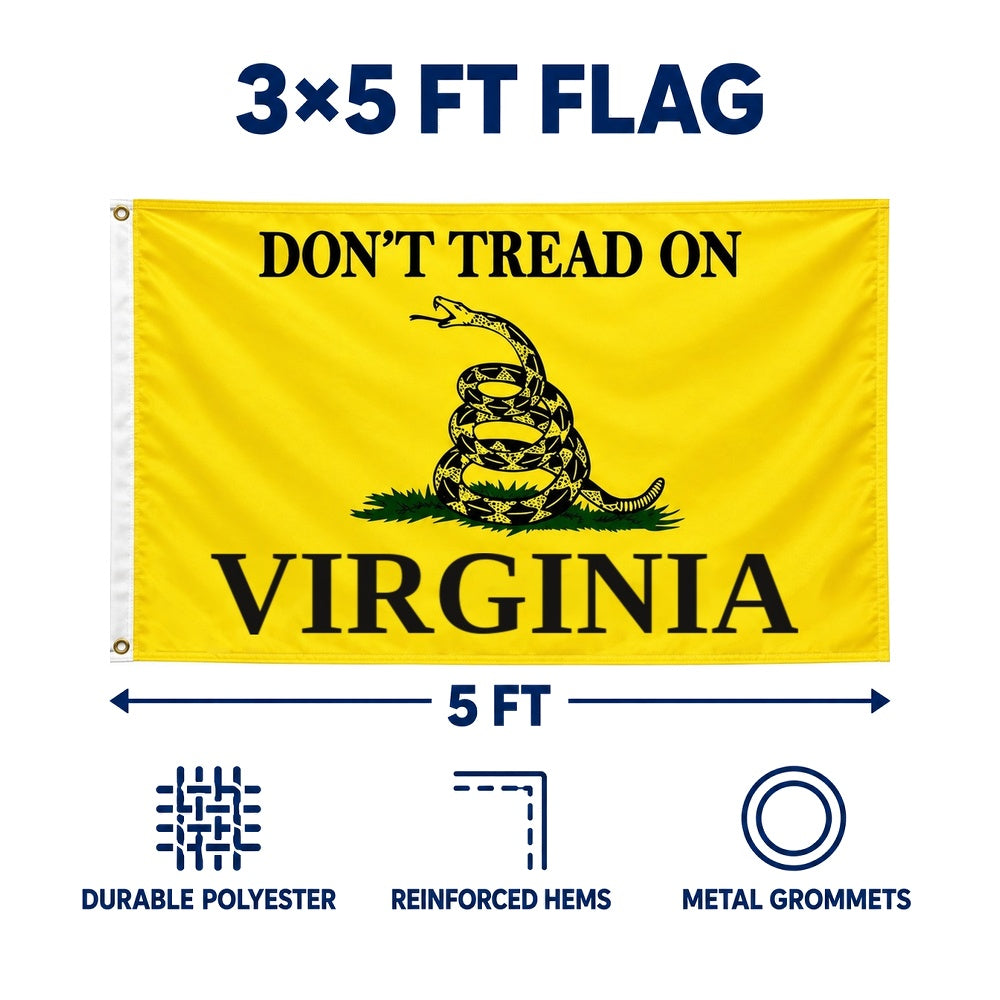 Don't Tread on Virginia Flag 3x5 features and size details