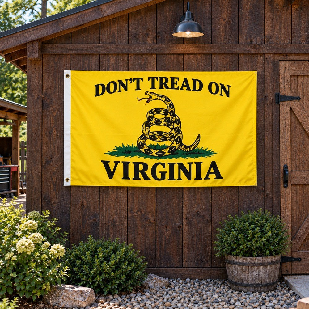 Don't Tread on Virginia Flag 3x5 displayed outdoors