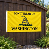 Don't Tread on Washington Flag 3x5 displayed outdoors
