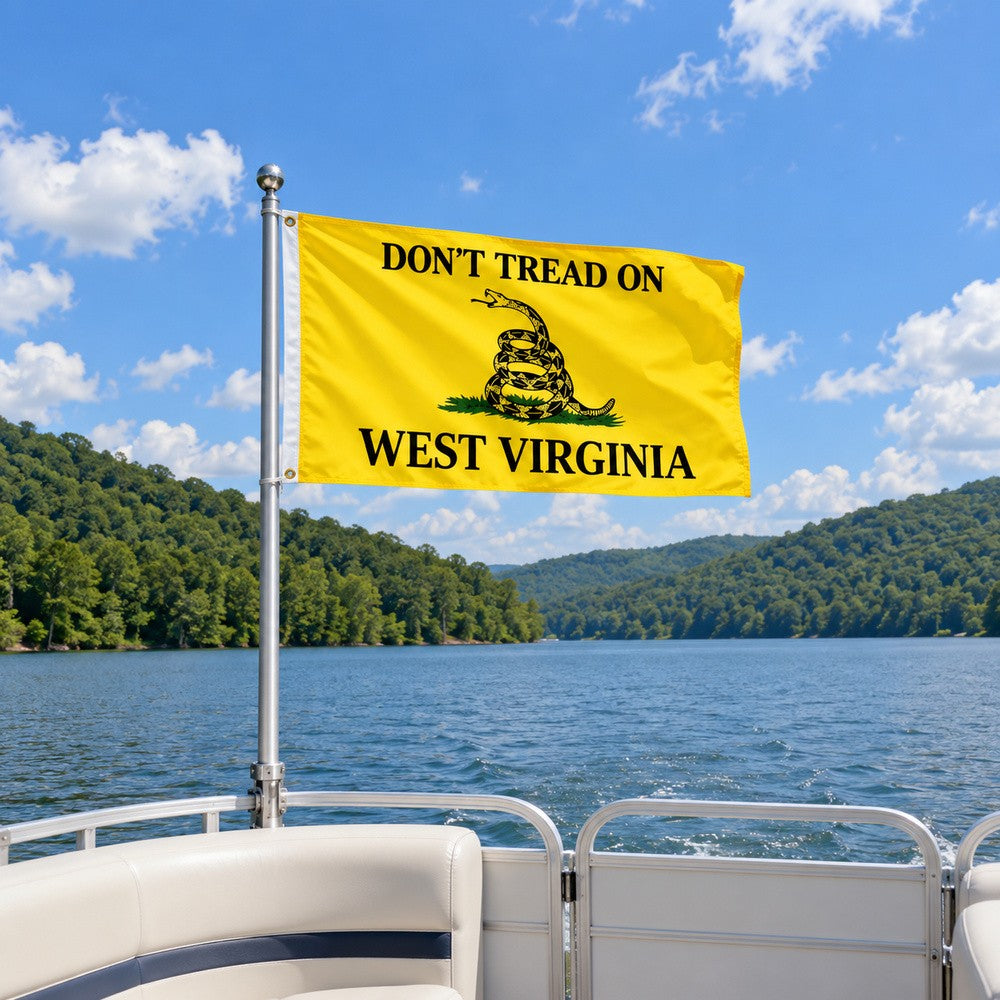 Don't Tread on West Virginia Flag 3x5 displayed outdoors