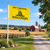 Don't Tread on Wisconsin Flag 3x5 displayed outdoors