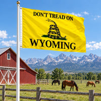 Don't Tread on Wyoming Flag 3x5 displayed outdoors