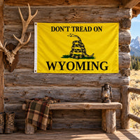 Don't Tread on Wyoming Flag 3x5 displayed outdoors