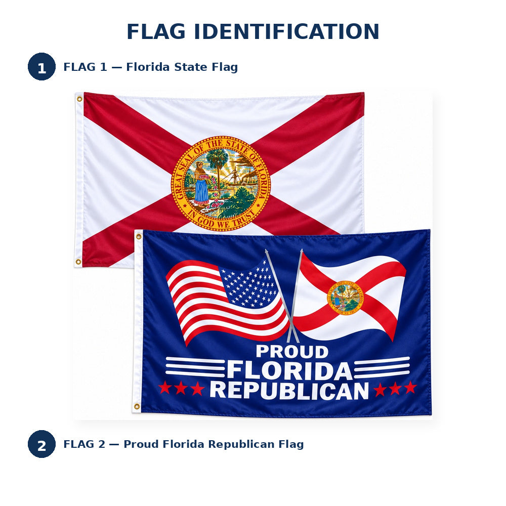 Florida State Flag and Proud Florida Republican Flag 3x5 2-Pack features and size details
