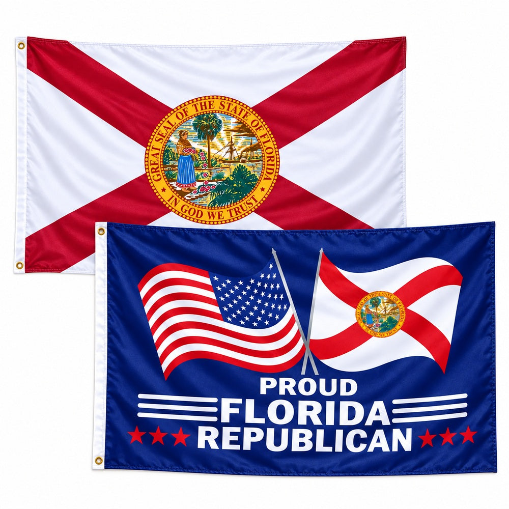 Florida State Flag and Proud Florida Republican Flag 3x5 2-Pack