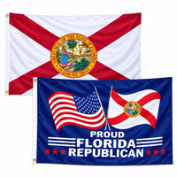 Florida State Flag and Proud Florida Republican Flag 3x5 2-Pack