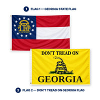 Georgia State Flag and Don't Tread on Georgia Flag 3x5 2-Pack features and size details