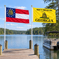 Georgia State Flag and Don't Tread on Georgia Flag 3x5 2-Pack displayed outdoors