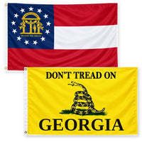 Georgia State Flag and Don't Tread on Georgia Flag 3x5 2-Pack