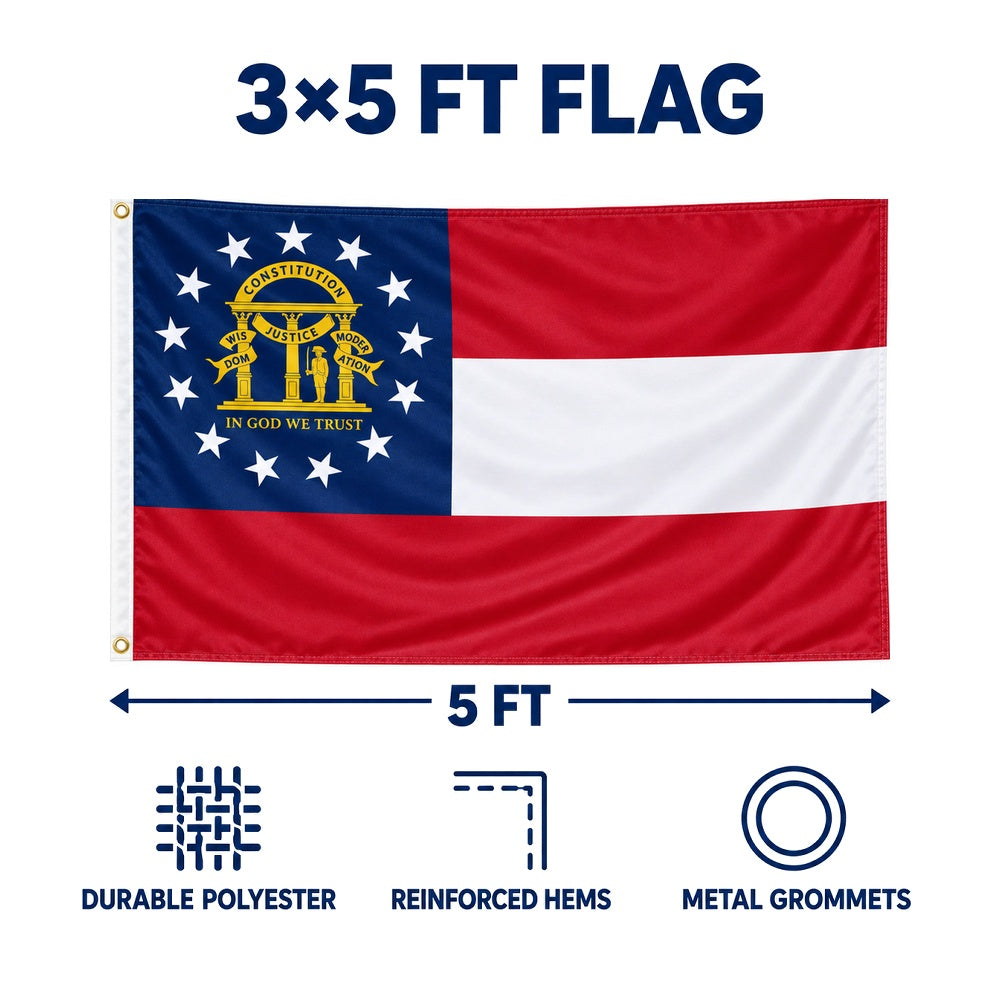 Georgia State Flag 3x5 features and size details