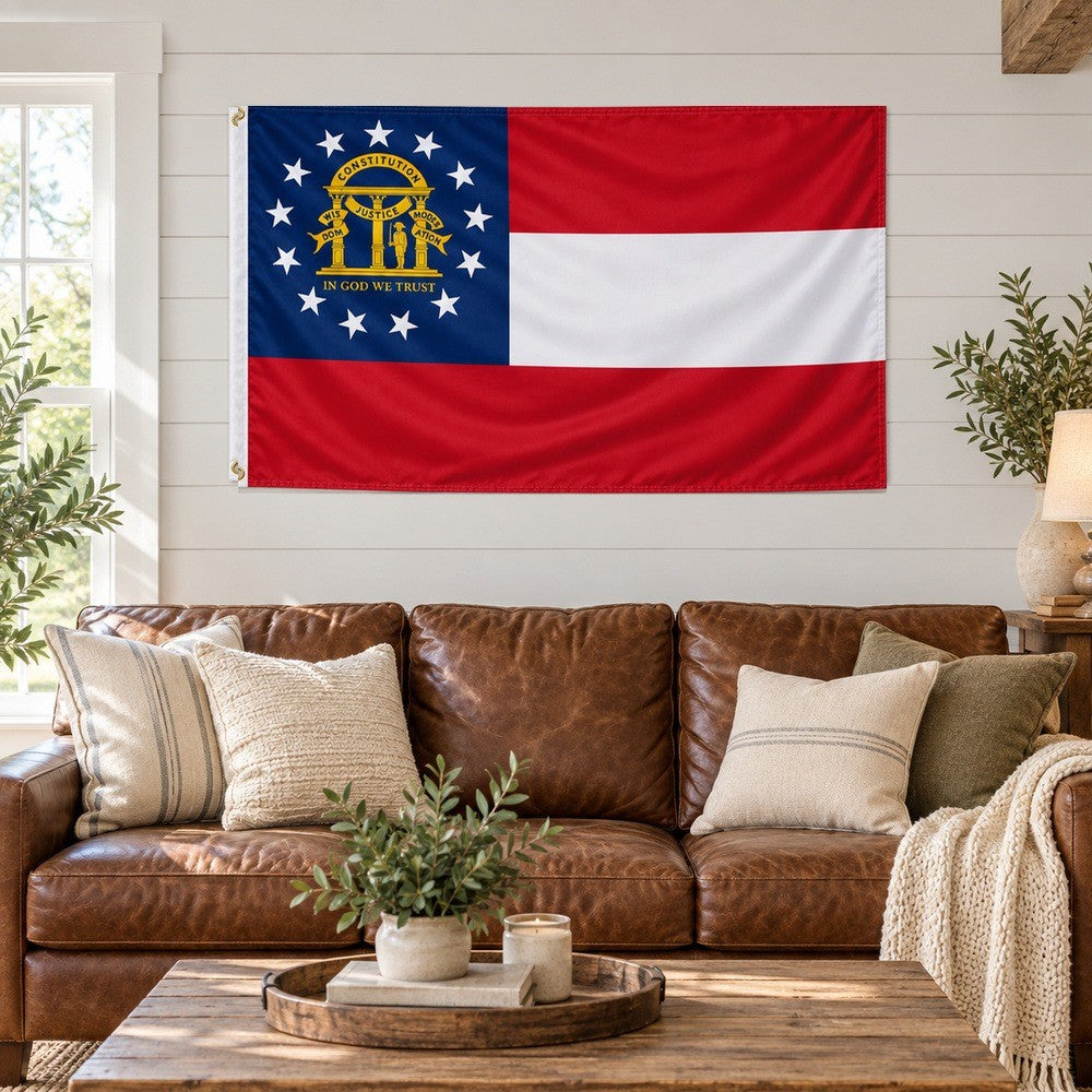 Georgia State Flag 3x5 displayed outdoors
