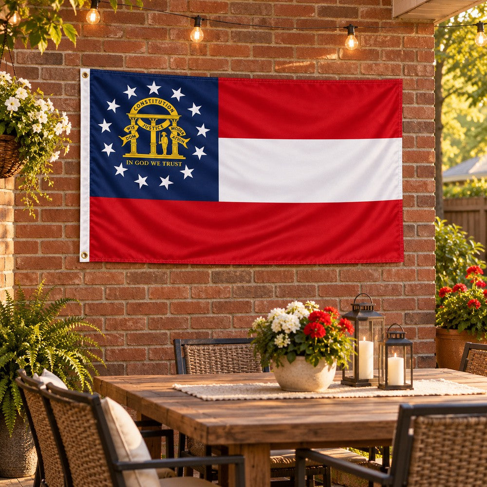 Georgia State Flag 3x5 displayed outdoors