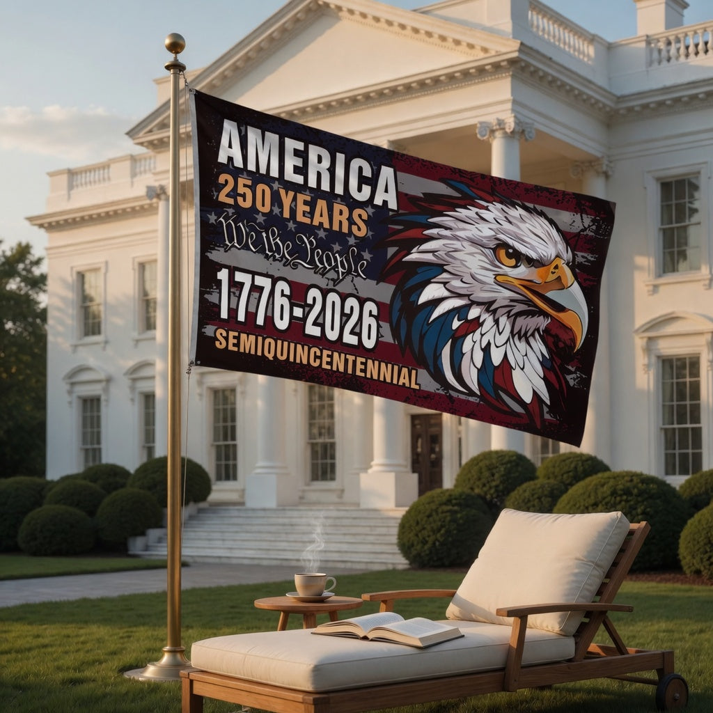 America 250 Years Patriotic Eagle Flag 1776–2026