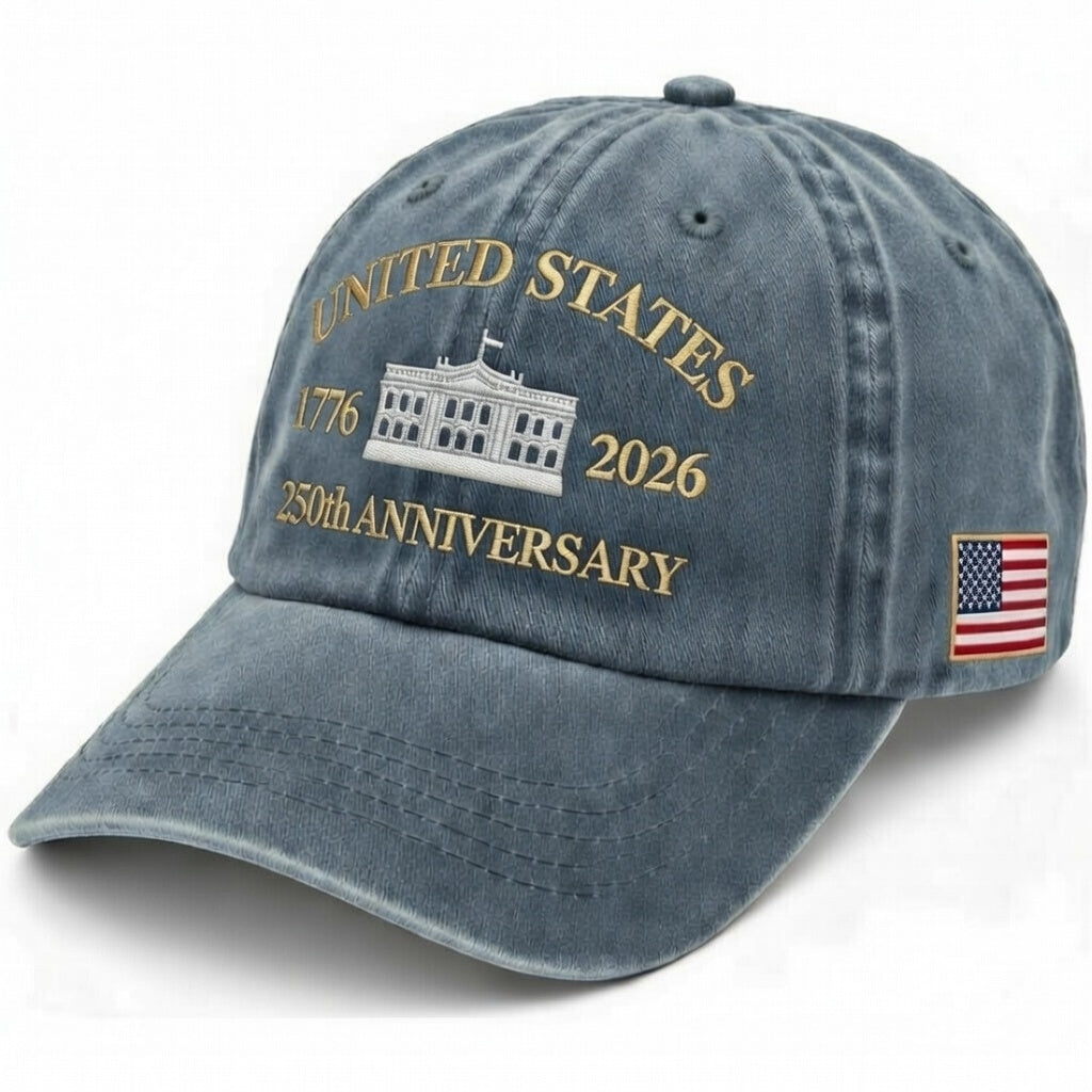United States 250th Anniversary Hat – 1776-2026 White House Embroidered Navy Cap