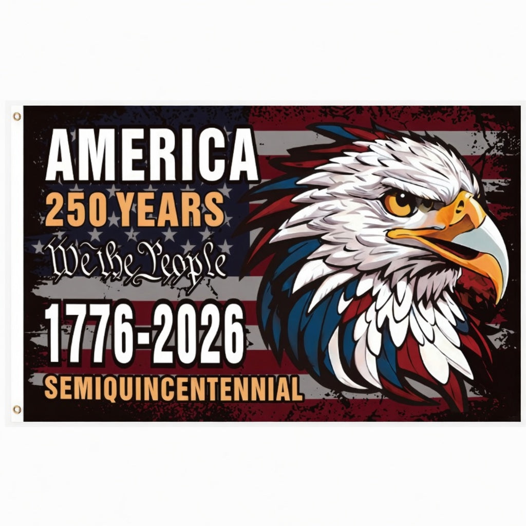 America 250 Years Patriotic Eagle Flag 1776–2026