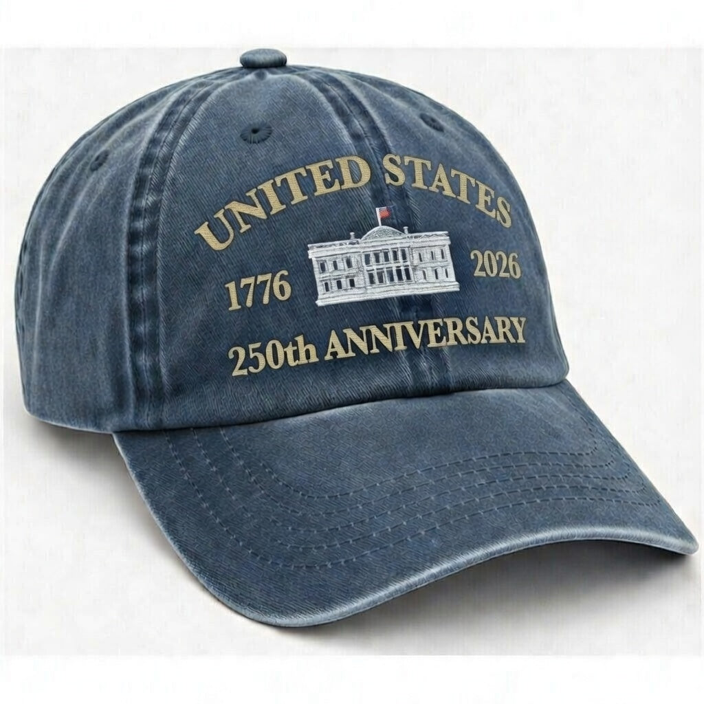 United States 250th Anniversary Hat – 1776-2026 White House Embroidered Navy Cap