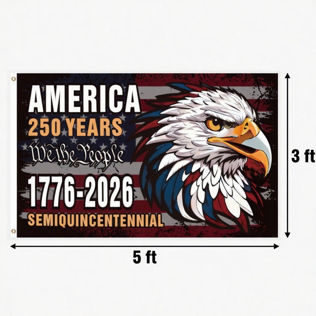 America 250 Years Patriotic Eagle Flag 1776–2026
