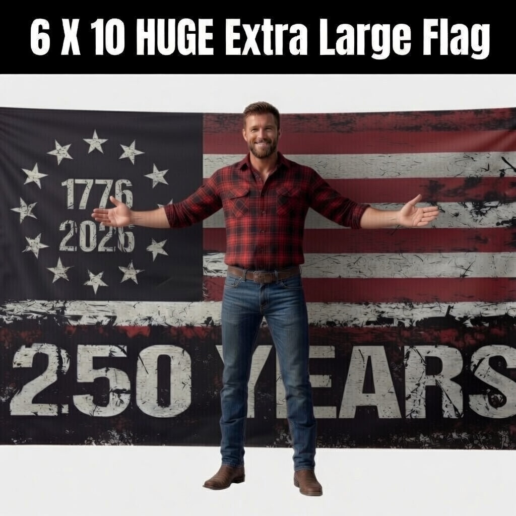 6x10 Huge 250 Years American Flag - 4 Times The Size of a Regular Flag!!! 1776-2026 Extra Large Distressed USA Banner