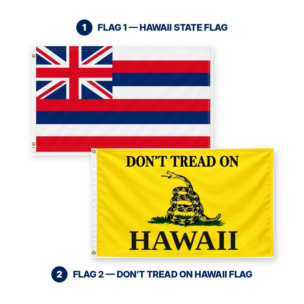 Hawaii State Flag and Don't Tread on Hawaii Flag 3x5 2-Pack features and size details
