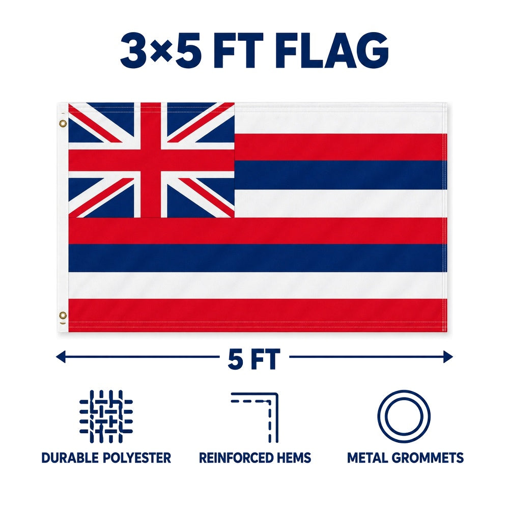 Hawaii State Flag 3x5 features and size details