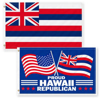 Hawaii State Flag and Proud Hawaii Republican Flag 3x5 2-Pack