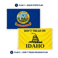 Idaho State Flag and Don't Tread on Idaho Flag 3x5 2-Pack features and size details