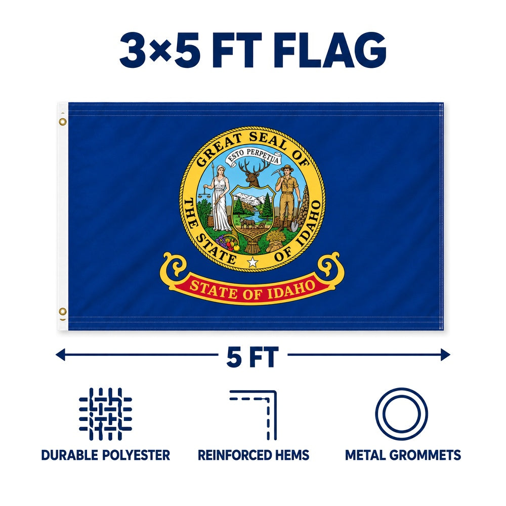 Idaho State Flag 3x5 features and size details