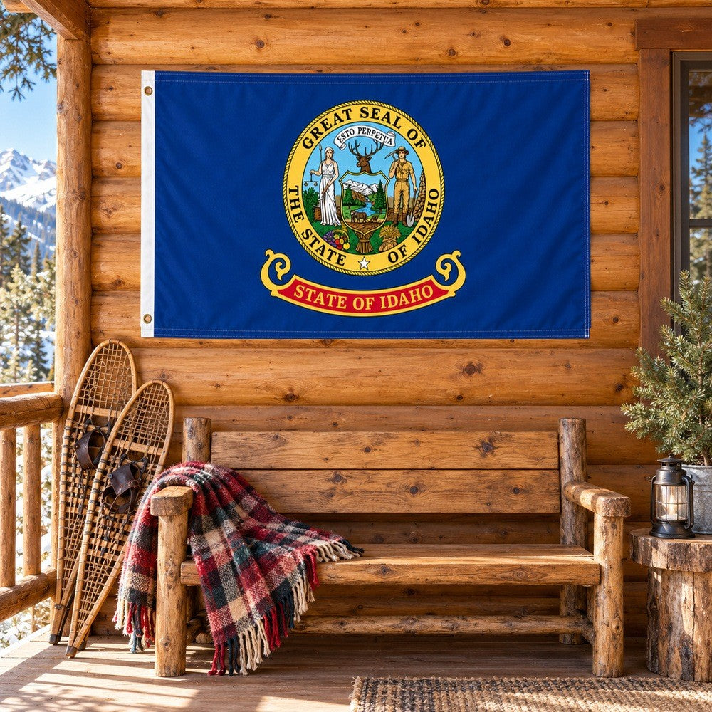 Idaho State Flag 3x5 displayed outdoors