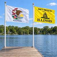Illinois State Flag and Don't Tread on Illinois Flag 3x5 2-Pack displayed outdoors