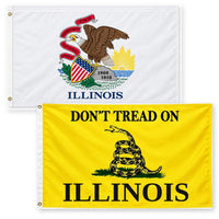 Illinois State Flag and Don't Tread on Illinois Flag 3x5 2-Pack