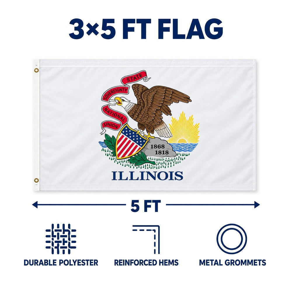 Illinois State Flag 3x5 features and size details