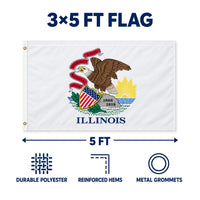 Illinois State Flag 3x5 features and size details
