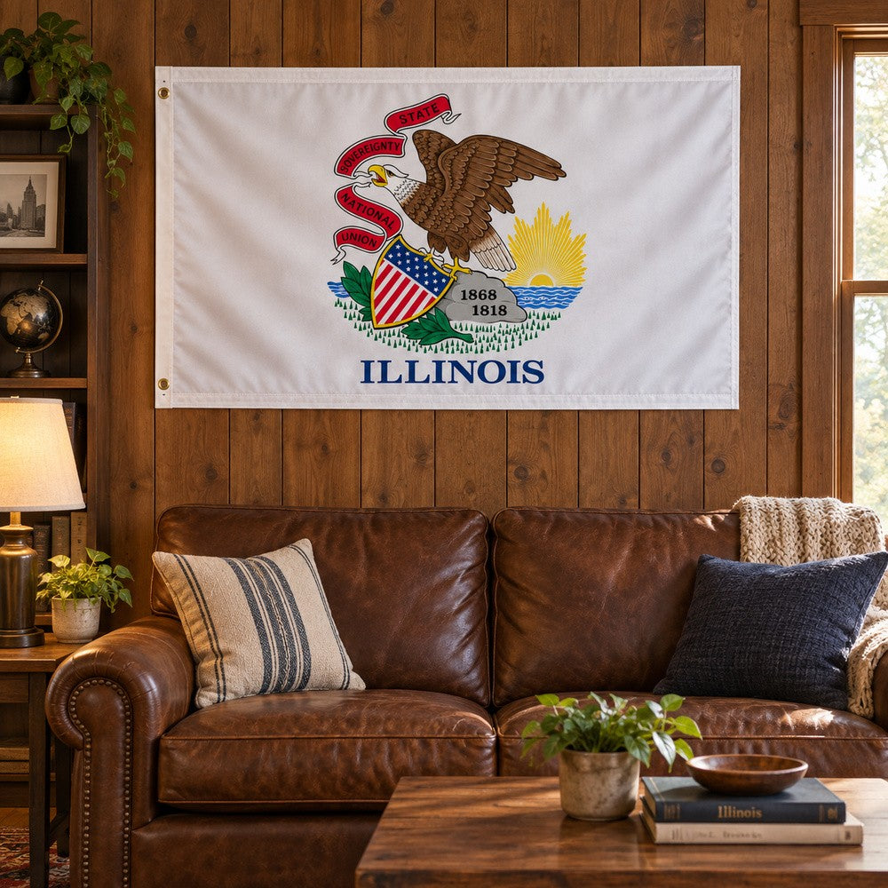 Illinois State Flag 3x5 displayed outdoors