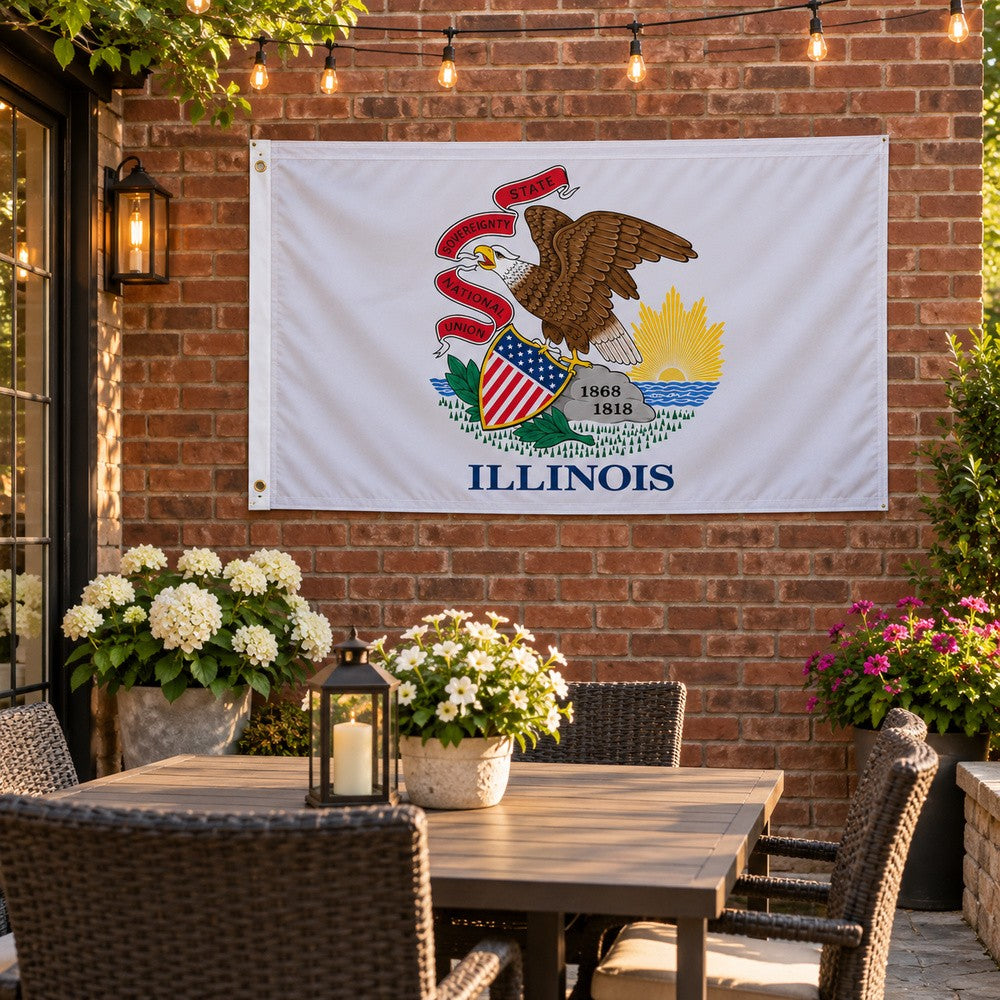 Illinois State Flag 3x5 displayed outdoors