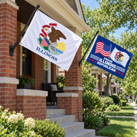 Illinois State Flag and Proud Illinois Republican Flag 3x5 2-Pack displayed outdoors