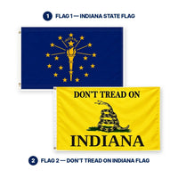 Indiana State Flag and Don't Tread on Indiana Flag 3x5 2-Pack features and size details