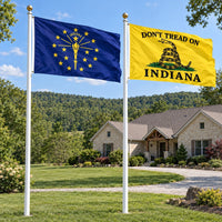 Indiana State Flag and Don't Tread on Indiana Flag 3x5 2-Pack displayed outdoors