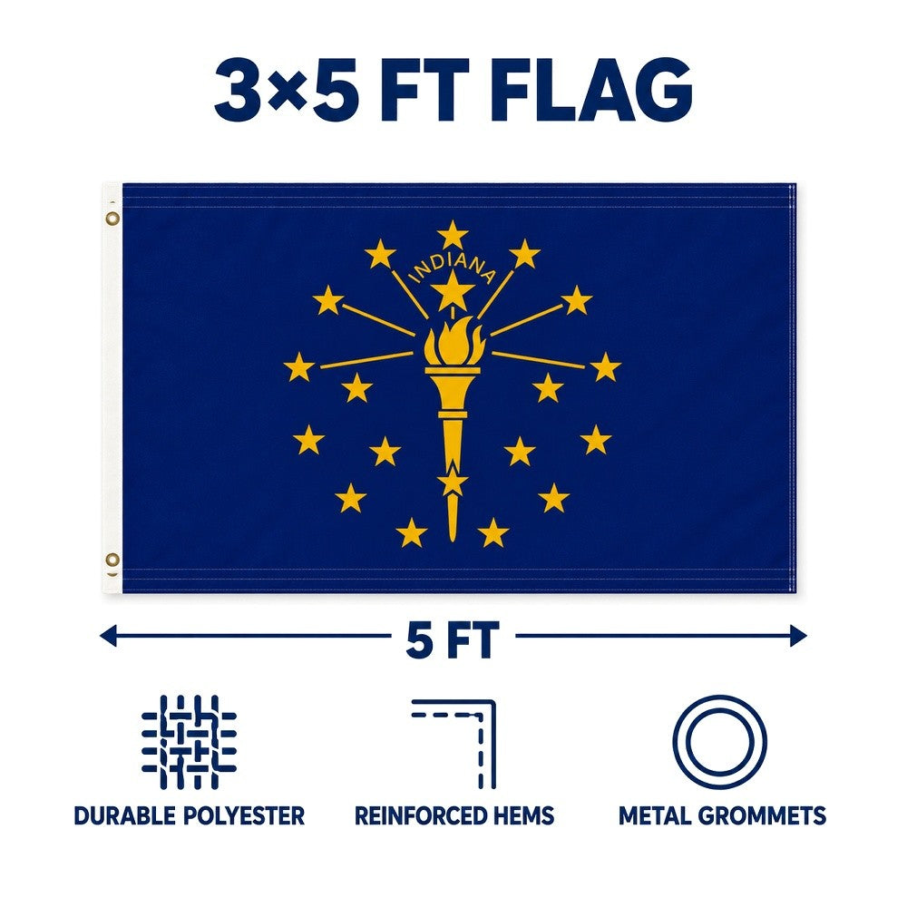 Indiana State Flag 3x5 features and size details