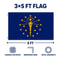 Indiana State Flag 3x5 features and size details