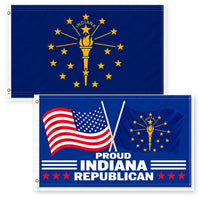 Indiana State Flag and Proud Indiana Republican Flag 3x5 2-Pack